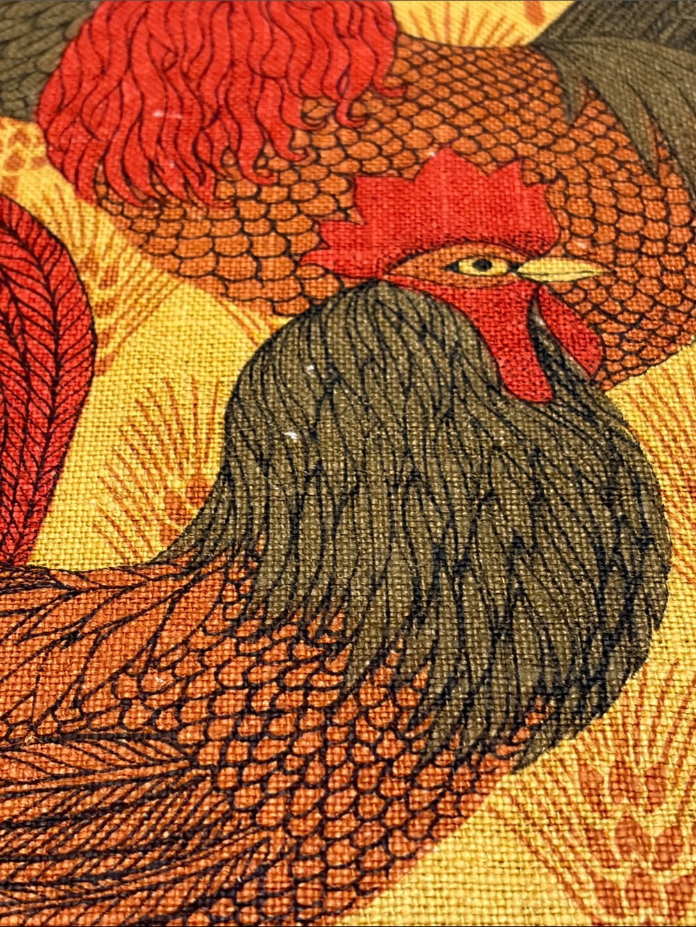 Vintage Linen Tea Towel - Lois Long - Rooster Mid Century Wall Art / Decor - Picture 5 of 7